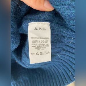 A.P.C. Men's Deep Blue Lambswool Crewneck Sweater
